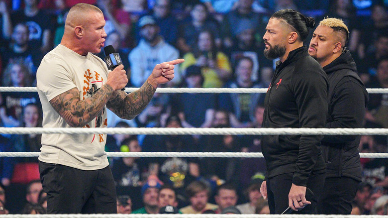 Randy Orton talking to Roman Reigns