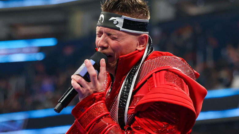 The Miz fake cries into the microphone on "WWE SmackDown"