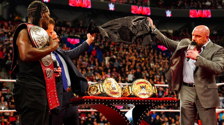 Triple H unveils the new WWE World Tag Team Championships