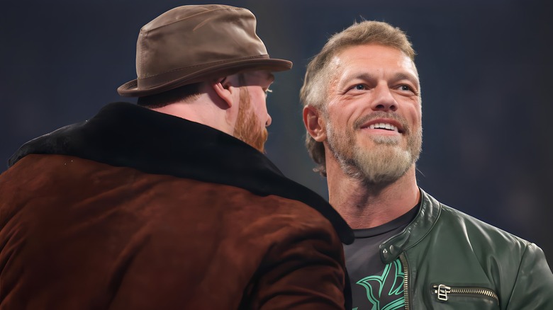 Sheamus stares at Edge