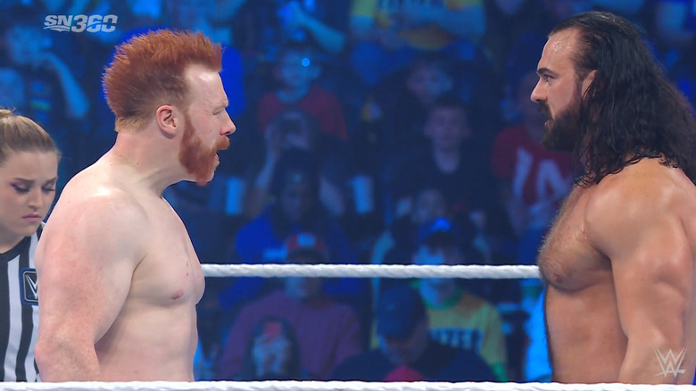 Sheamus and McIntyre staring one another down