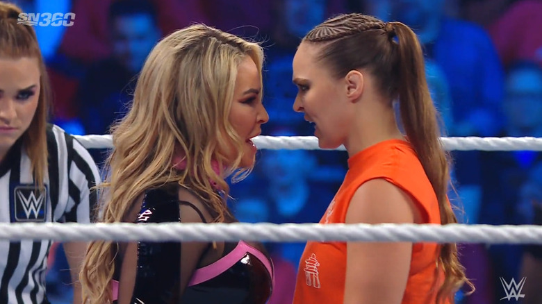 Rousey and Natalya facing off