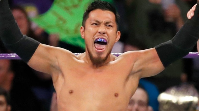 Akira Tozawa celebrates