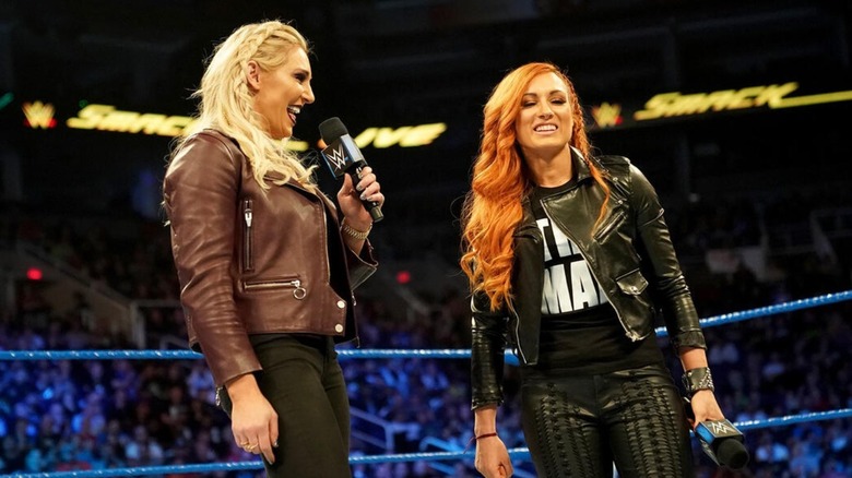 Charlotte and Becky having a laugh