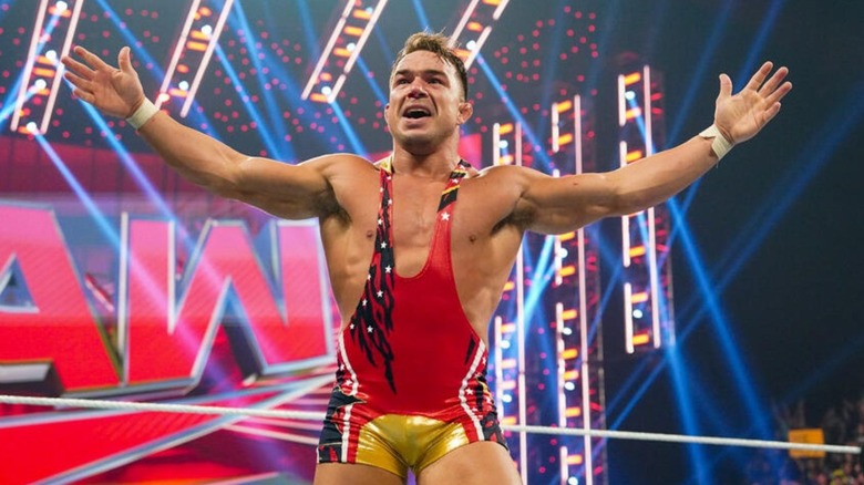 Chad Gable poses in the middle of the ring during a match on "WWE Raw."