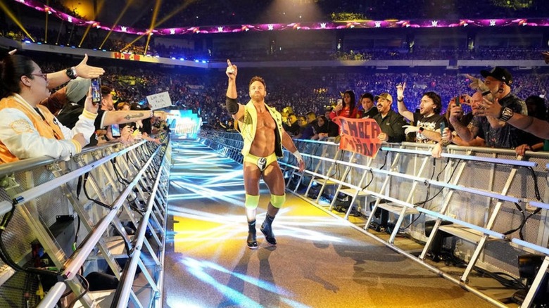 LA Knight heads down the ramp before a premium live event match