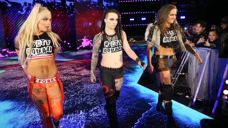 The Riott Squad head down to the ring