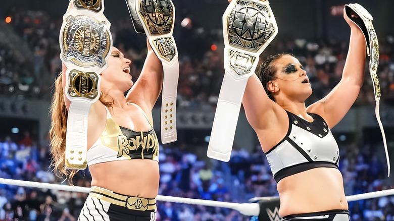 Ronda Rousey Shayna Baszler tag team belts