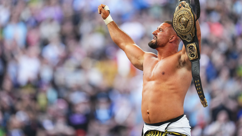 Bron Breakker holds up Intercontinental title belt