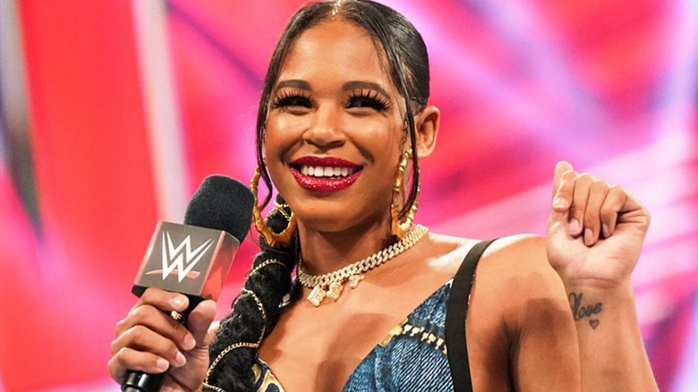 Bianca Belair cutting a promo