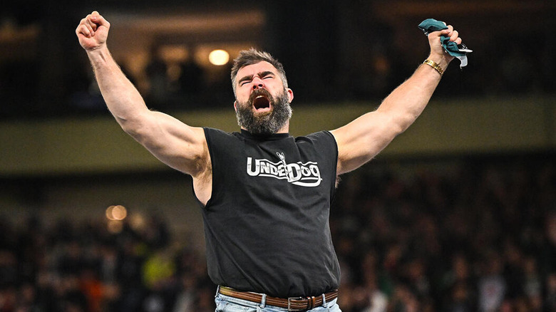 Jason Kelce with arms wide