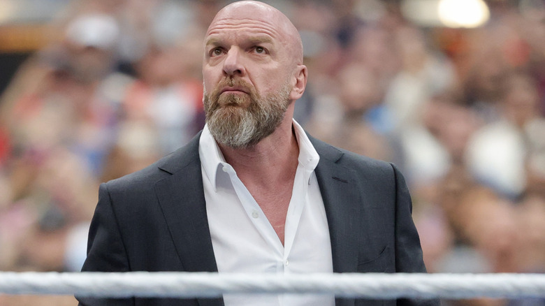 WWE Chief Content Officer Paul Levesque speaks during WrestleMania 41 at Allegiant Stadium on April 19, 2025 in Las Vegas, Nevada.