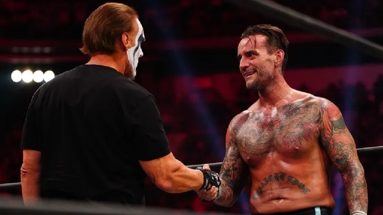 Sting and CM Punk shake hands in AEW