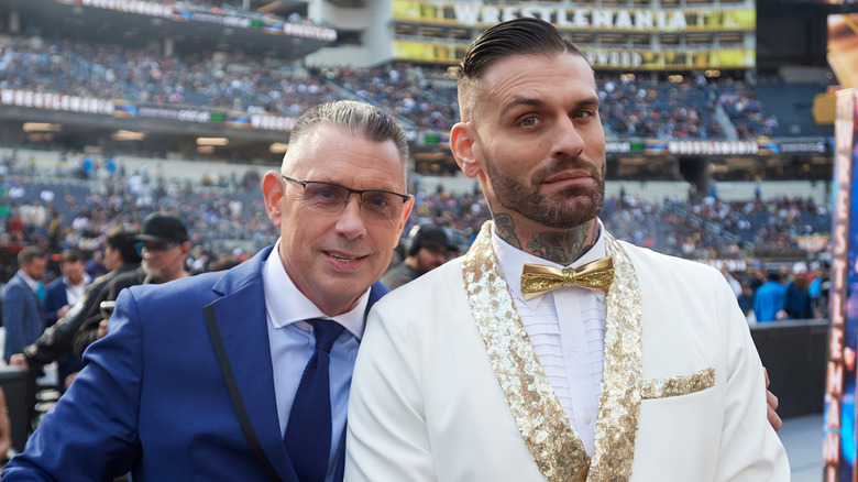 Michael Cole and Corey Graves at WWE WrestleMania 39