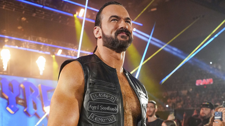 Drew McIntyre wearing black leather vest