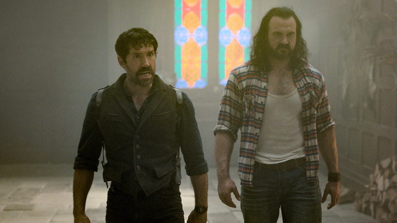 Scott Adkins & Drew McIntyre in church scene