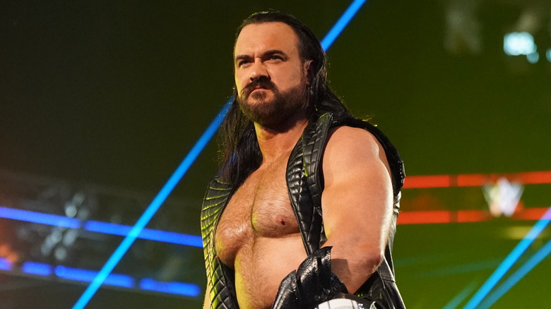 Drew McIntyre wearing a black leather vest