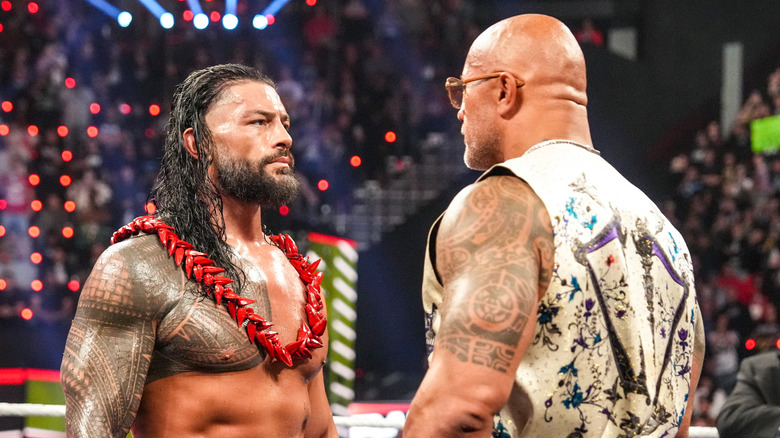 Roman Reigns and The Rock at "WWE Raw" on Netflix premiere