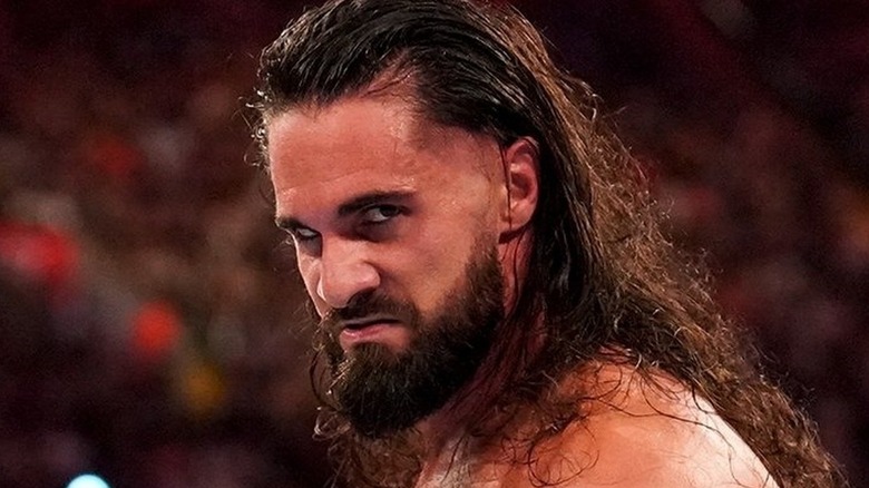 Seth Rollins looking angry