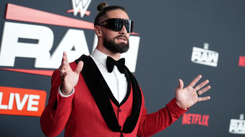 Seth Rollins on the red carpet at the "WWE Raw" premiere