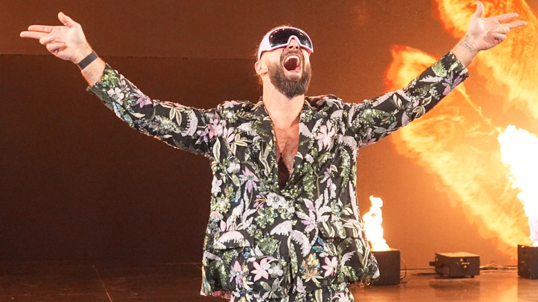 Seth Rollins posing on entrance ramp