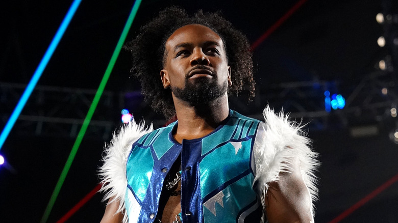 Xavier Woods stares out towards the fans